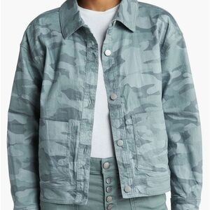 🆕Democracy Retro Grunge Crop Twill Camo Trucker Jacket::NWT:: Multi Pocket::